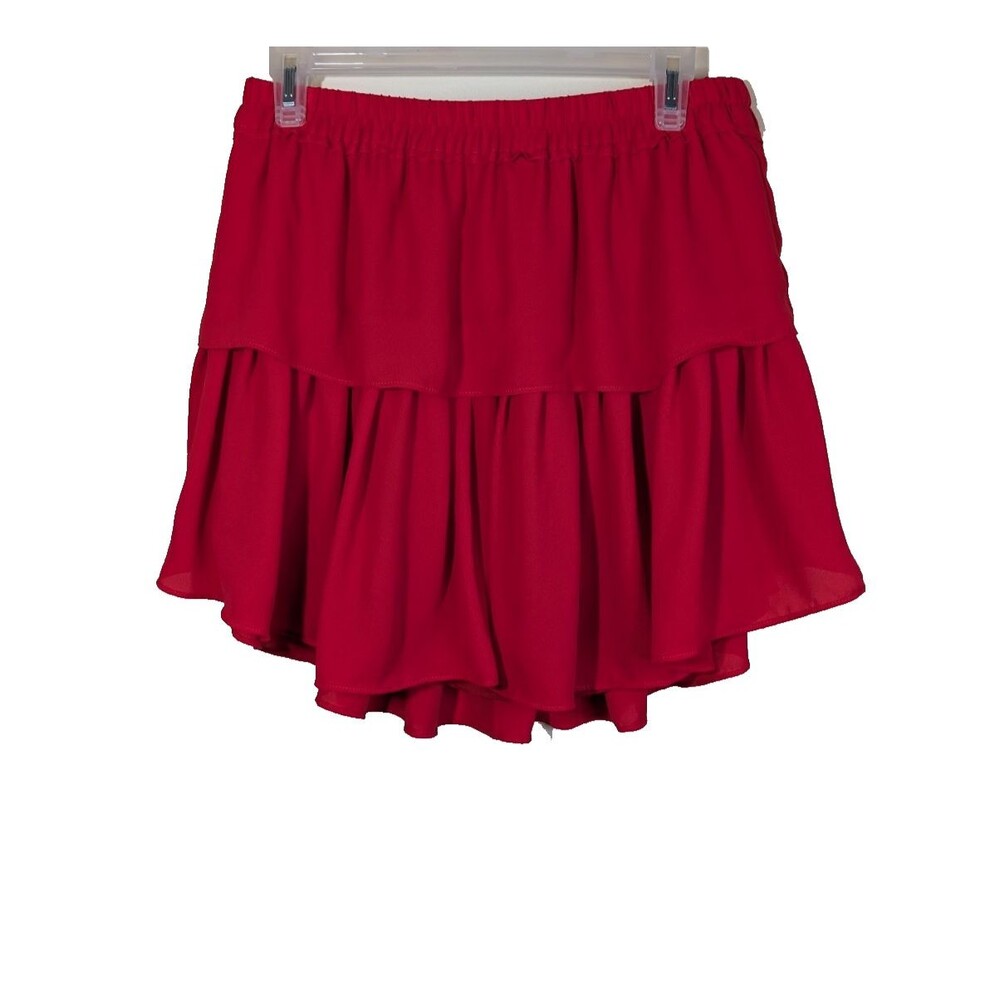 Drew Mini Skirt Red Layered Elastic Waist Pull On Lined Size Medium